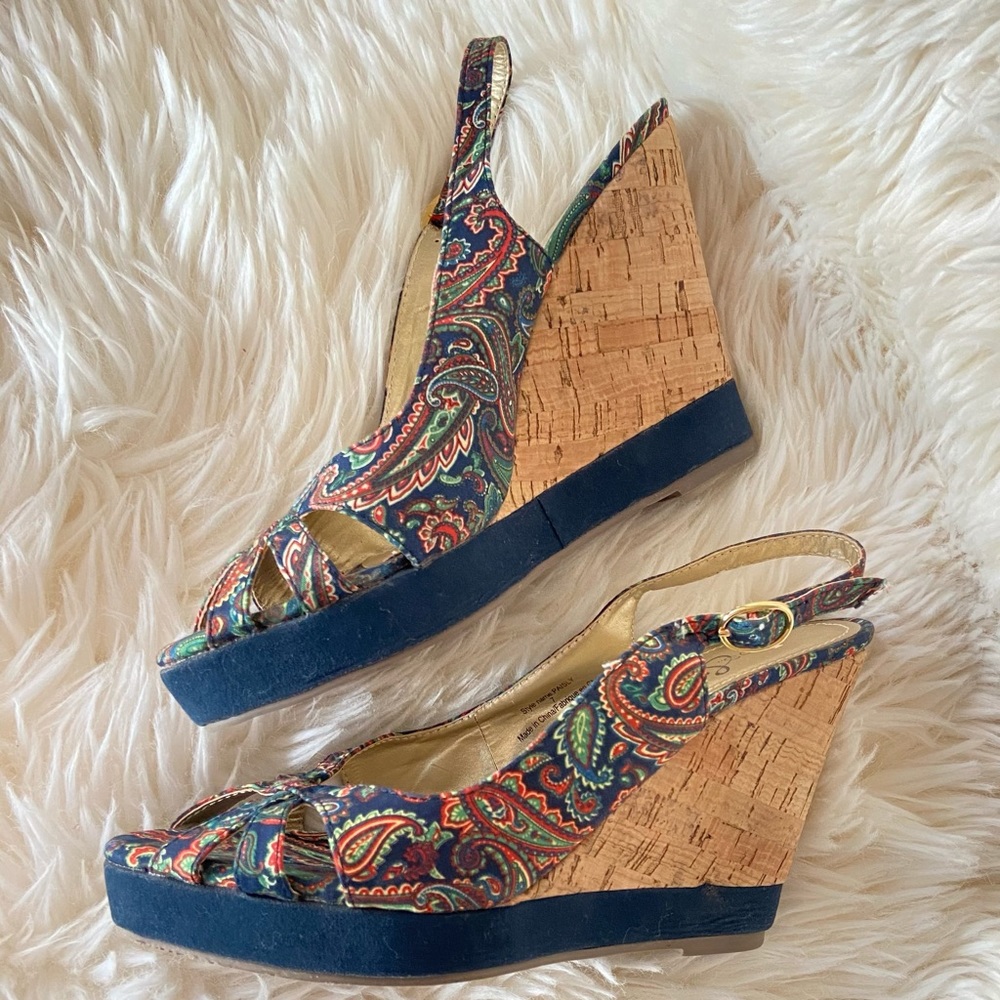 Sling Back Wedge Heels